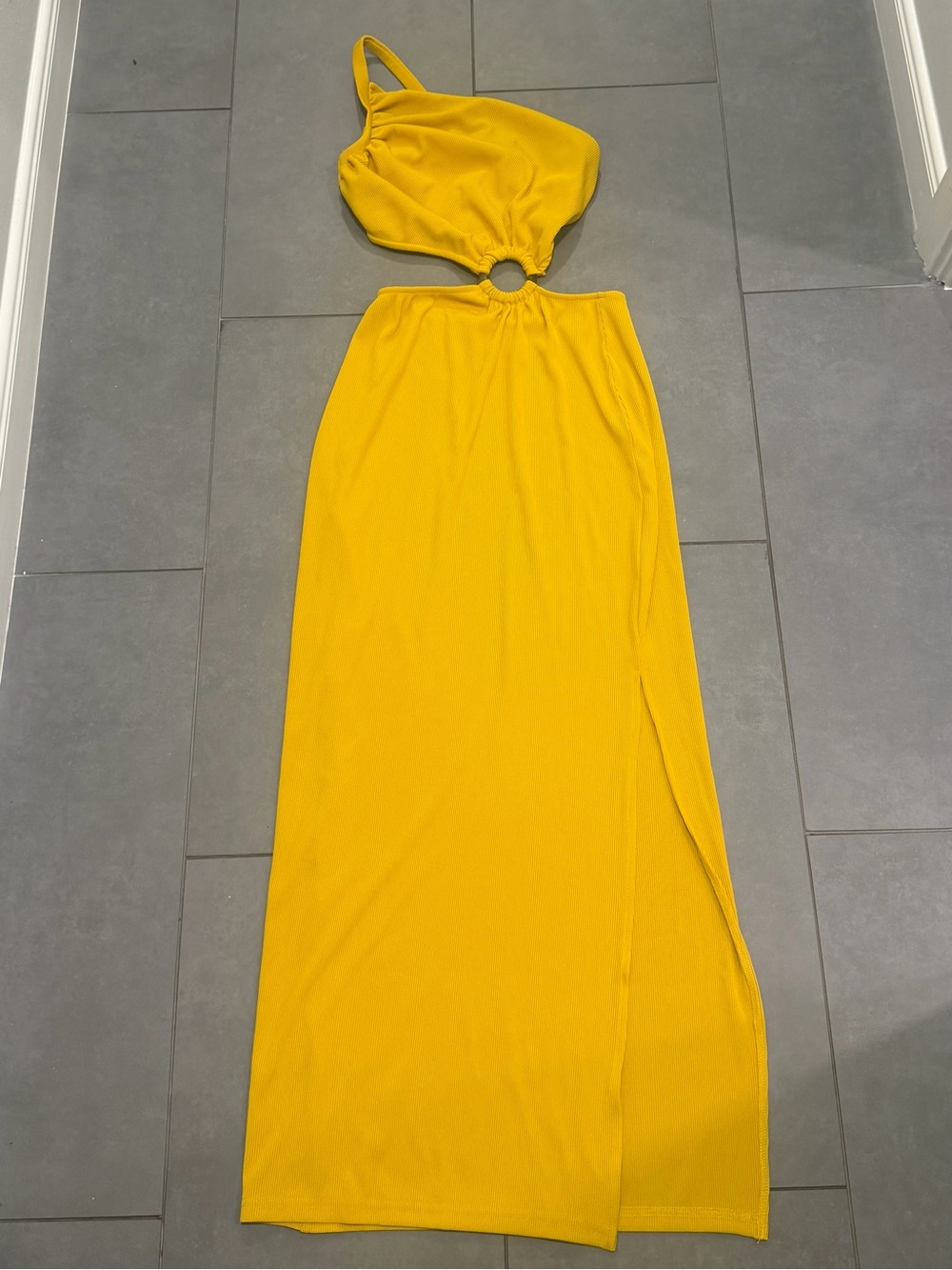 Yellow Ring-Front Maxi Dress - Women Dresses Maxi